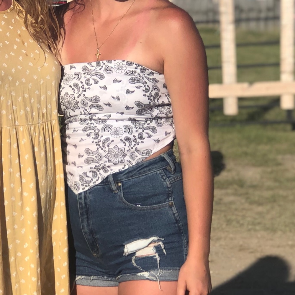 Hollister bandana tube top with tie